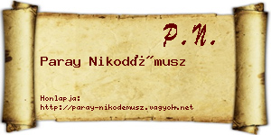 Paray Nikodémusz névjegykártya